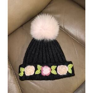 Regina girl’s cashmere real fur pom beanie hat